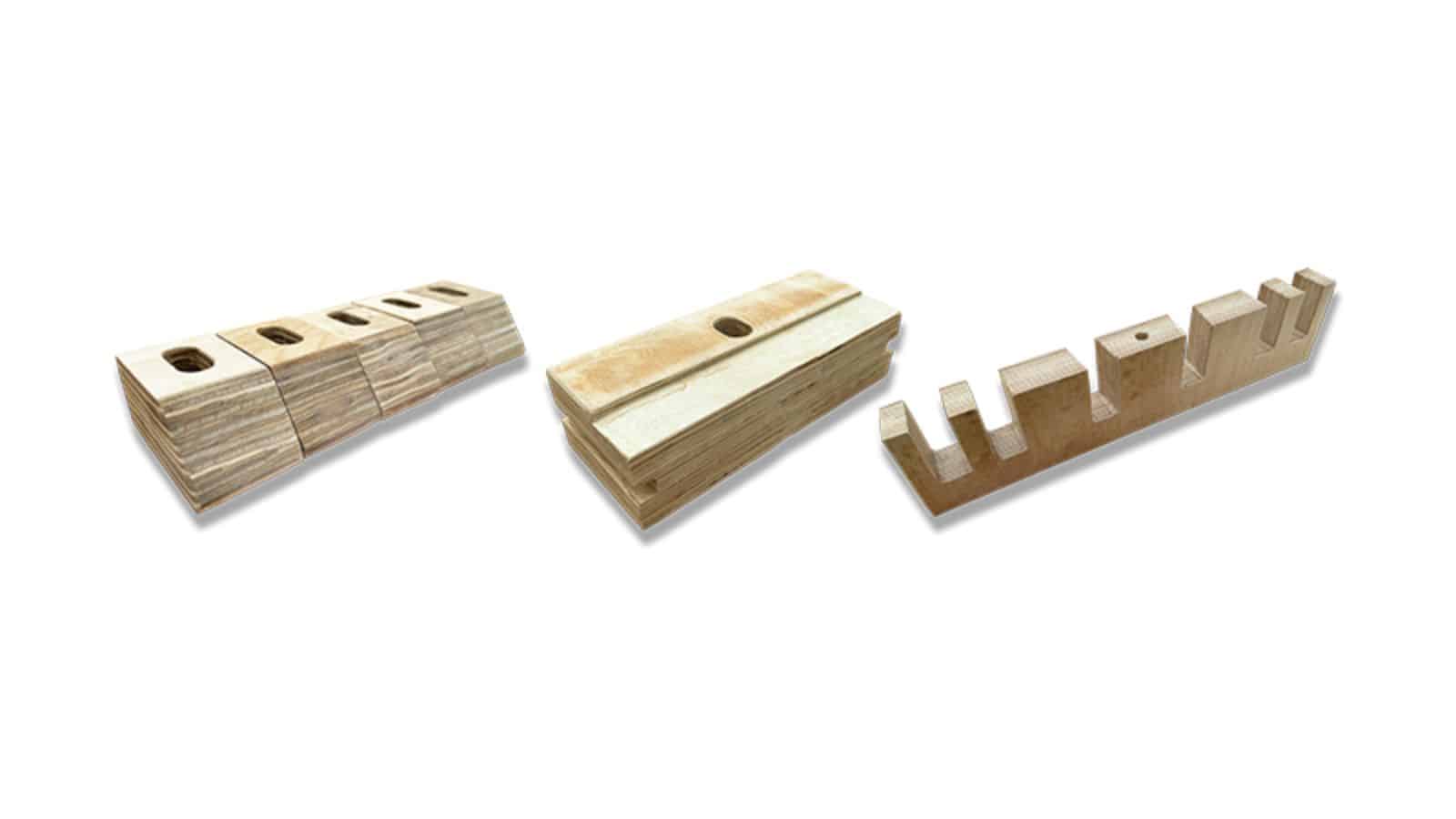 Transformer insulation block made of laminated densified wood or pressboard, DIN 7733 PSP 3052 compliant spacer block