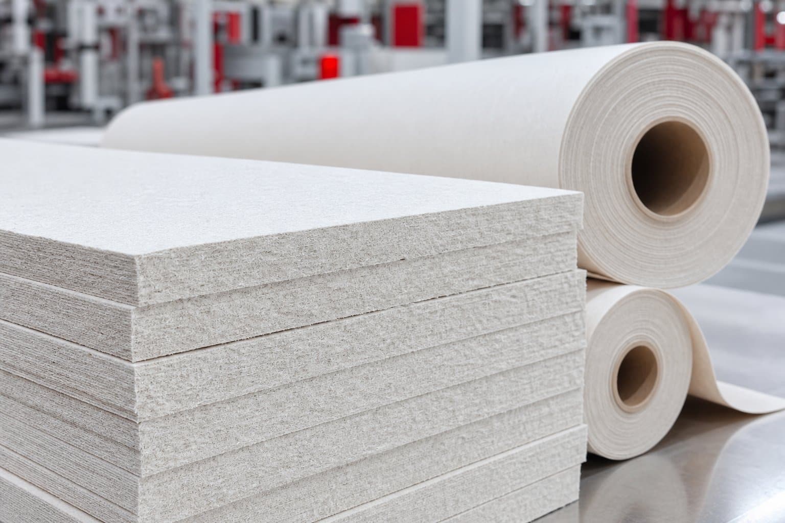 Close-up of Guangxin insulation pressboard sheets and paper rolls